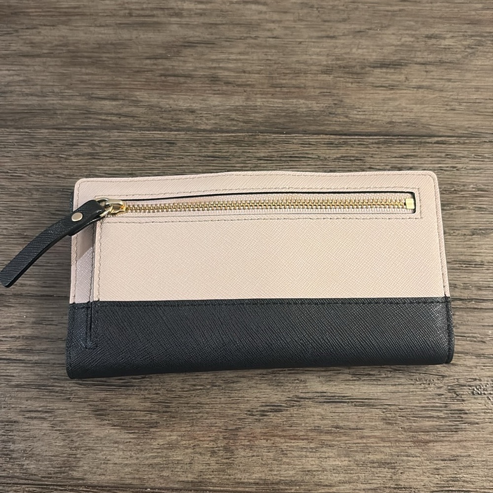 [Kate Spade] Stacy Laurel Way Soft Porcelain Colorblock Black & Pale Pink Wallet - Picture 6 of 15